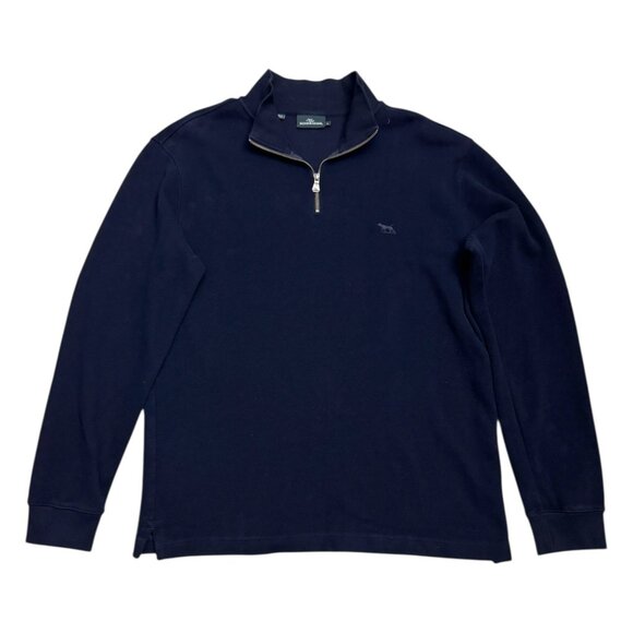 RODD & GUNN Luxury Designer Knit Quarter Zip Blue Business Casual Sweater Large - Picture 1 of 6